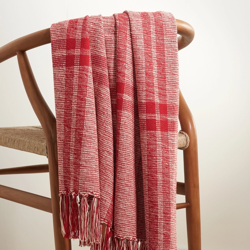 NWOT Annie Selke Stevie Persimmon Woven Cotton Blanket Throw